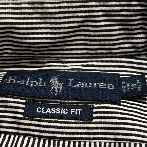 Polo Ralph Lauren Men’s Black & White Pinstripe Button-Down Shirt L EUC - Picture 3 of 6